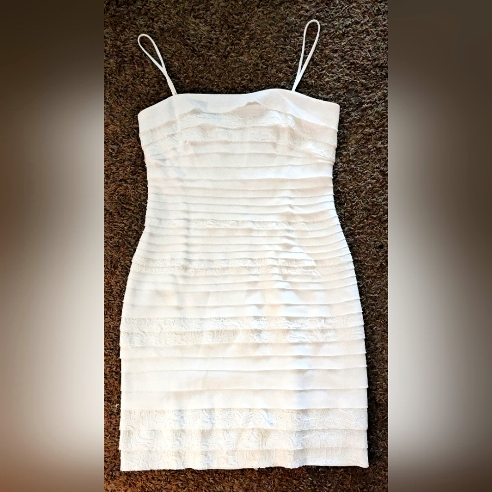 Connected Apparel White Sleeveless Tiered Party Cocktail Dress